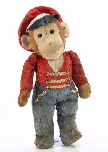 Lot #48: A Merrythought anthropomorphic Military Mick the Monkey, c. 1934. Image courtesy of Special Auction Services.