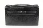 Hermes 2021 Black Lizard Kelly Pochette Mini Handbag