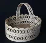 Scarce Whaleman Made Pierced Panbone Basket, circa 1850