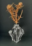 Steuben Crystal Vase with a Gold Vermeil Thistle Weed Finial
