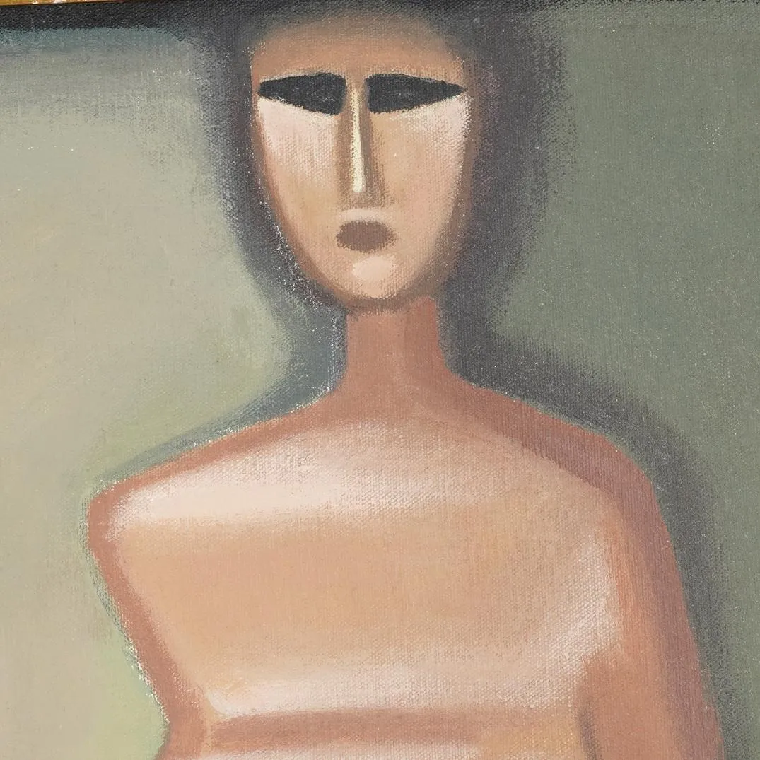 Jerzy Nowosielski (Polish, 1923-2011) "Mirror" Nude Portrait Oil on Canvas