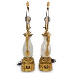 French Empire Gilt Bronze and Rock Crystal Lamps