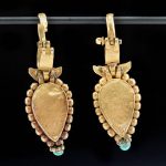 Published Greek Gold Earrings w/ Garnet & Turquoise
