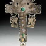 1980s Mexican Matl Silver Cross w/ Semiprecious Stones