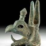 Superb Greek Archaic Bronze Protome Head of Griffin