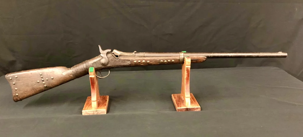 A Springfield Model 1873 Trapdoor Carbine with ties to the Battle of Little Bighorn. Image courtesy of Western Trading Post.