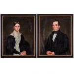 Portraits Of A Gentleman And Lady Attributed To Ammi Phillips.