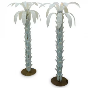 Monumental Barovier & Toso Opaline Murano Glass Palm Trees