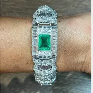 Rubel Frères Emerald & Diamond French Art Deco Bracelet