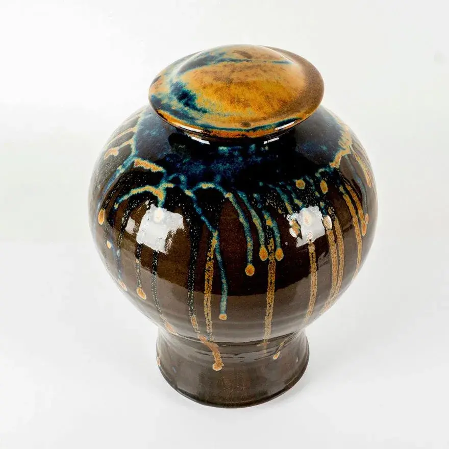Paul Chaleff (American, B.1947) Large Stoneware Jardiniere Lidded Jar