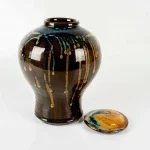 Paul Chaleff (American, B.1947) Large Stoneware Jardiniere Lidded Jar