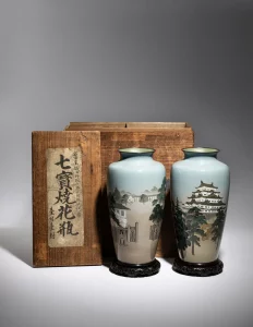 A Pair of Large Japanese Presentation Cloisonné Vases
