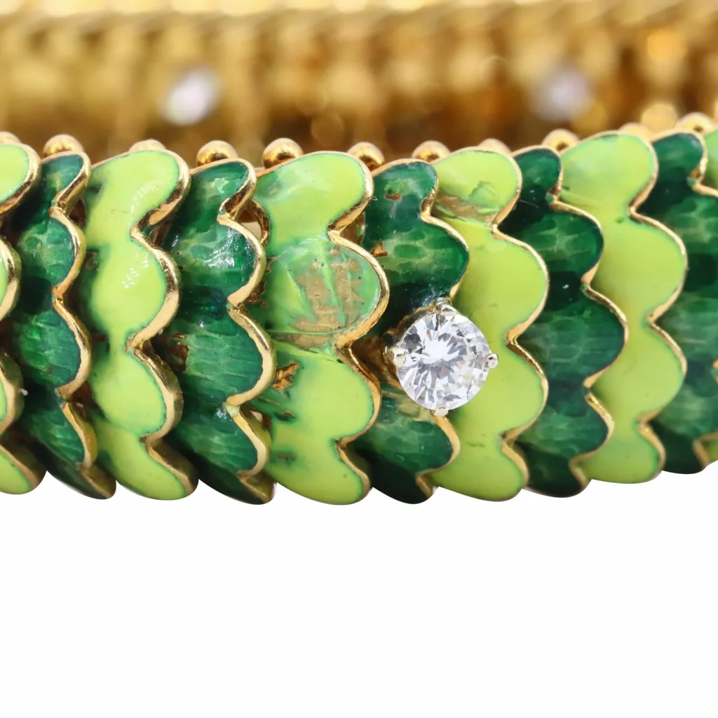 Enamel & Diamonds 18k Gold Italian Bracelet