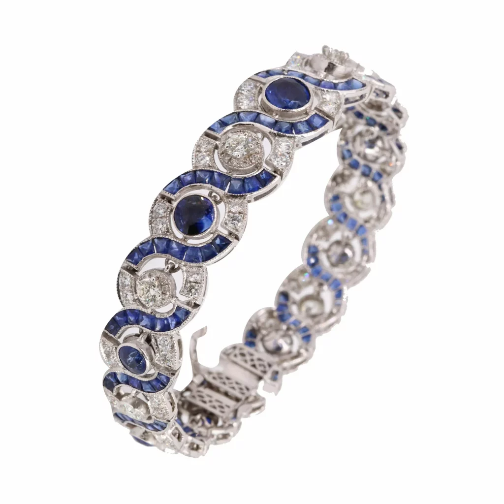 22.50 Ctw in Diamonds & Sapphires 18k Gold Bracelet