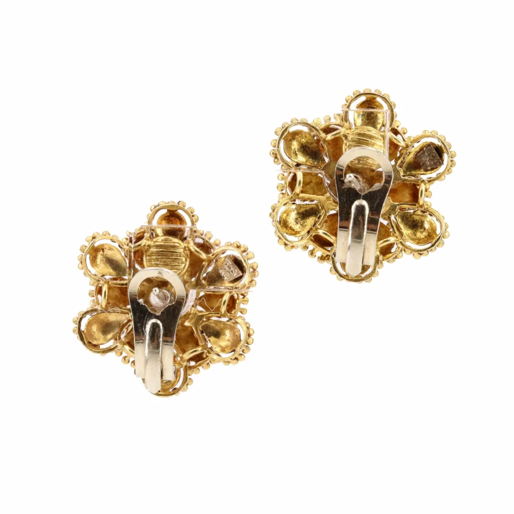 Enamel & Diamonds 18k Gold Italian Earrings