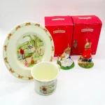 4pc Royal Doulton Bunnykins, Figurines With Matching Plate /Cup Set