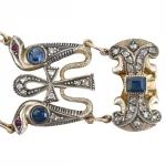Antique Egyptian Revival 18k Gold and Precious Stone Bracelet