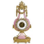 19th Ct. French Lyre Bronze & Sevres Porcelain Mantle Clock