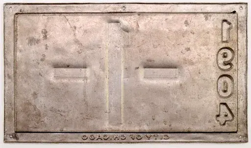 An early Chicago license plate (back). Image courtesy of Donley Auctions.