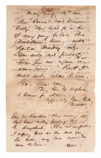 A letter from Herman Melville to his brother, from the Herman Melville Collection of William S. Reese. Image courtesy of Christie’s.