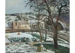 Effet de neige à L'Hermitage, Pontoise By Camille Pissarro.