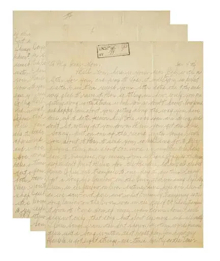 An original three-page handwritten letter by Al Capone while imprisoned at Alcatraz Federal Penitentiary was a top selling lot. Image courtesy of Julien’s Auctions.