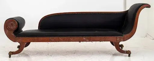 Workshop of Duncan Phyfe (attributed) Grecian taste sofa. Image courtesy of Auctions at Showplace.
