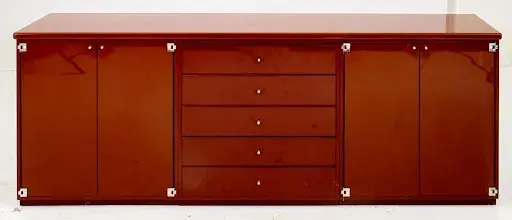 Milo Baughman Modern lacquered credenza cabinet. Image courtesy of Auctions at Showplace.