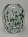 Signed Edward Hald Orrefors Fish Design Vase 5.5 Inch