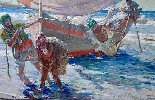 Fishermen Coming Ashore Oil Painting