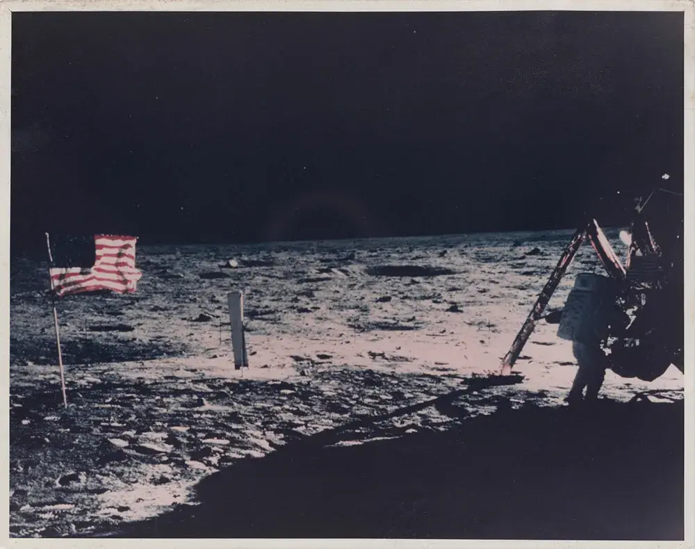 The only photograph of Neil Armstrong on the Moon (large format),
Buzz Aldrin [Apollo 11], 16-24 July 1969  $30,000-50,000