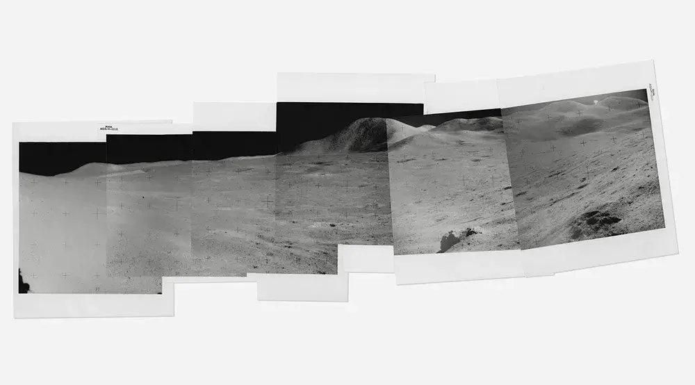 Panorama of the majestic valley of Hadley Apennine, as seen from the green boulder at station 6A (six photos), James Irwin [Apollo 15], 26 July - 7 August 1971, EVA 2 $3,000-5,000