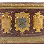 Antique French Empire Rouge Marble & Bronze Mantel Clock