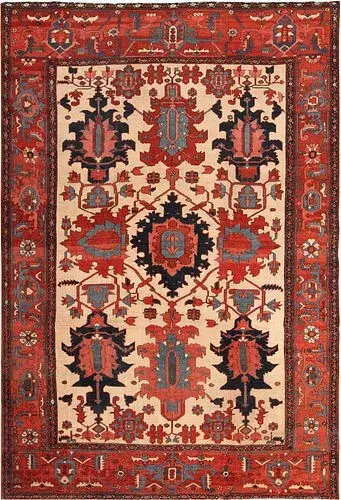 Antique Persian Serapi Area Rug 13 ft 4 in x 9 ft 2 in (4.06 m x 2.79 m)
