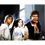 Carrie Fisher, Mark Hamill & Harrison Ford Signed 16x20 Star Wars Photo (PSA LOA + Beckett LOA)