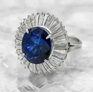 Harry Winston Natural Blue Sapphire and Diamond Ring