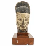 Chinese Ming Dynasty Stone Court Official Polychrome Head