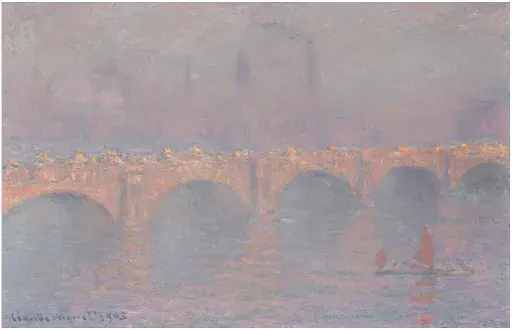 Waterloo Bridge, soleil voilé (1899-1903), oil on canvas by Claude Monet (1840 - 1926). Image courtesy of Christie’s. 