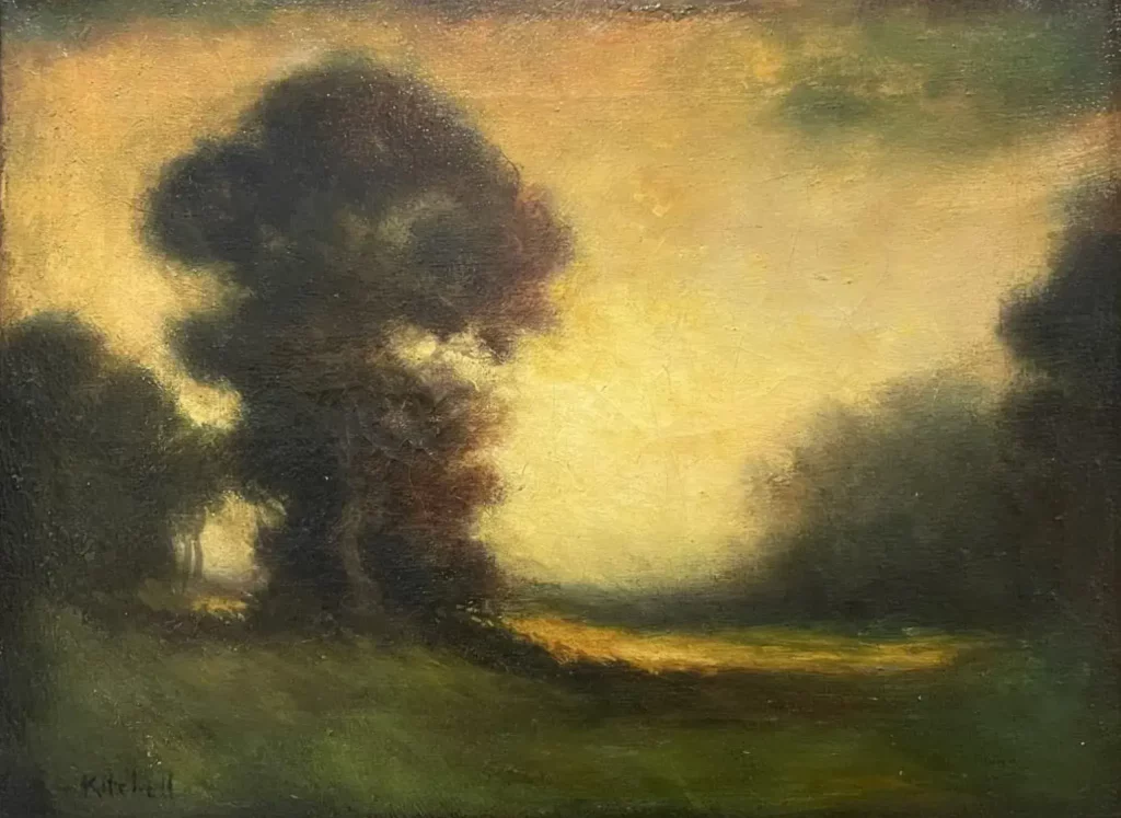 Hudson Mindell Kitchell (NY/NJ/RI, 1862-1944), nocturnal landscape, oil on canvas, signed, 23in x 19in (framed size). Estimate $600-$800