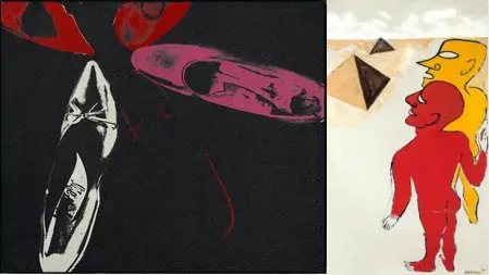 Diamond Dust Shoes (1980) by Andy Warhol, estimated at $1,200,000 - 1,800,000, and Untitled (1956) by Alexander Calder, estimated at $700,000 - 1,000,000. 