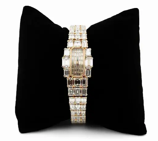 Ladies’ Vacheron Constantin 18-karat yellow gold Metiers d’Art Lady Kalla diamond watch. Image courtesy of Ahlers & Ogletree.