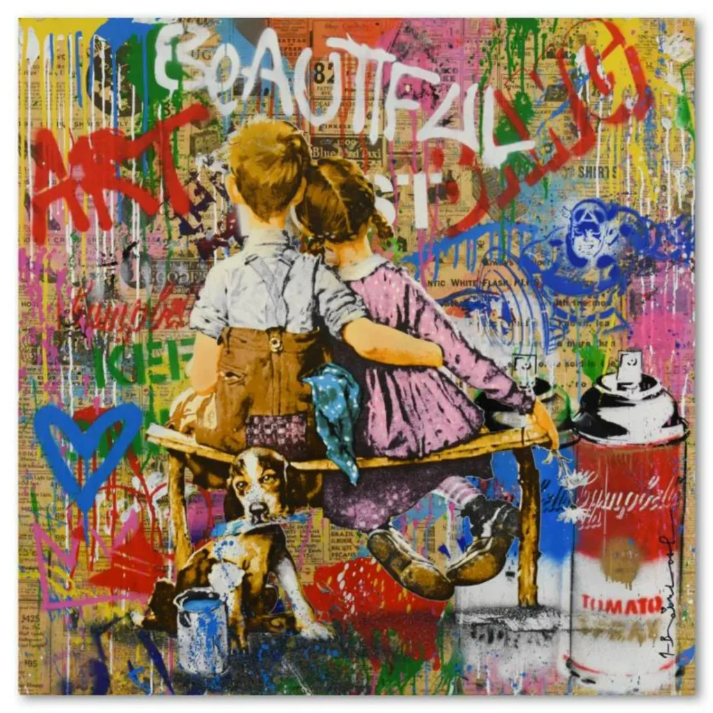Mr. Brainwash, "Work Well Together" Original Mixed Media (36" x 36"), Hand Signed with Certificate of Authenticity.