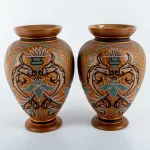 Pair Of Doulton Lambeth Silicon Ware Eliza Simmance Vases