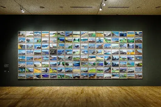 Artist Noh Seokmi's The Front of the Sea that depicts the sea of Jeju over a year. Image courtesy of Jeju Biennale.