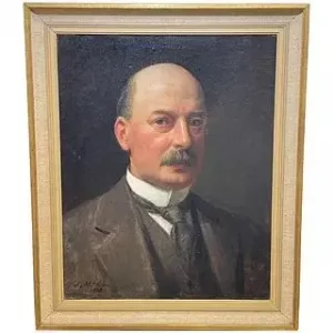 John McGhie Portrait Of Glasgow Iron & Steel Merchant Oil Painting