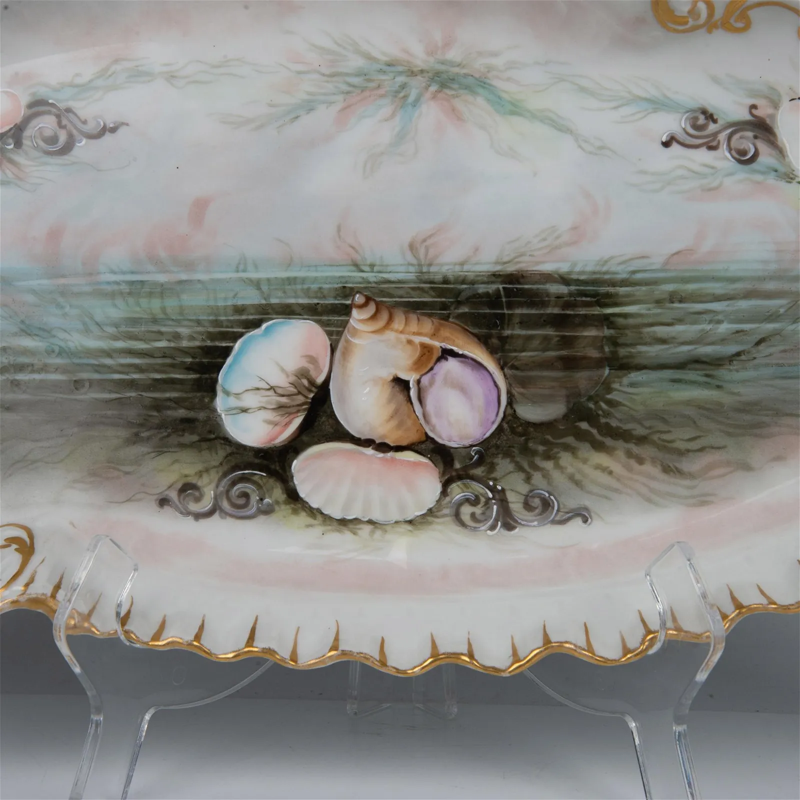 Alfred Lanternier Limoges Porcelain Seafood Tray, Signed