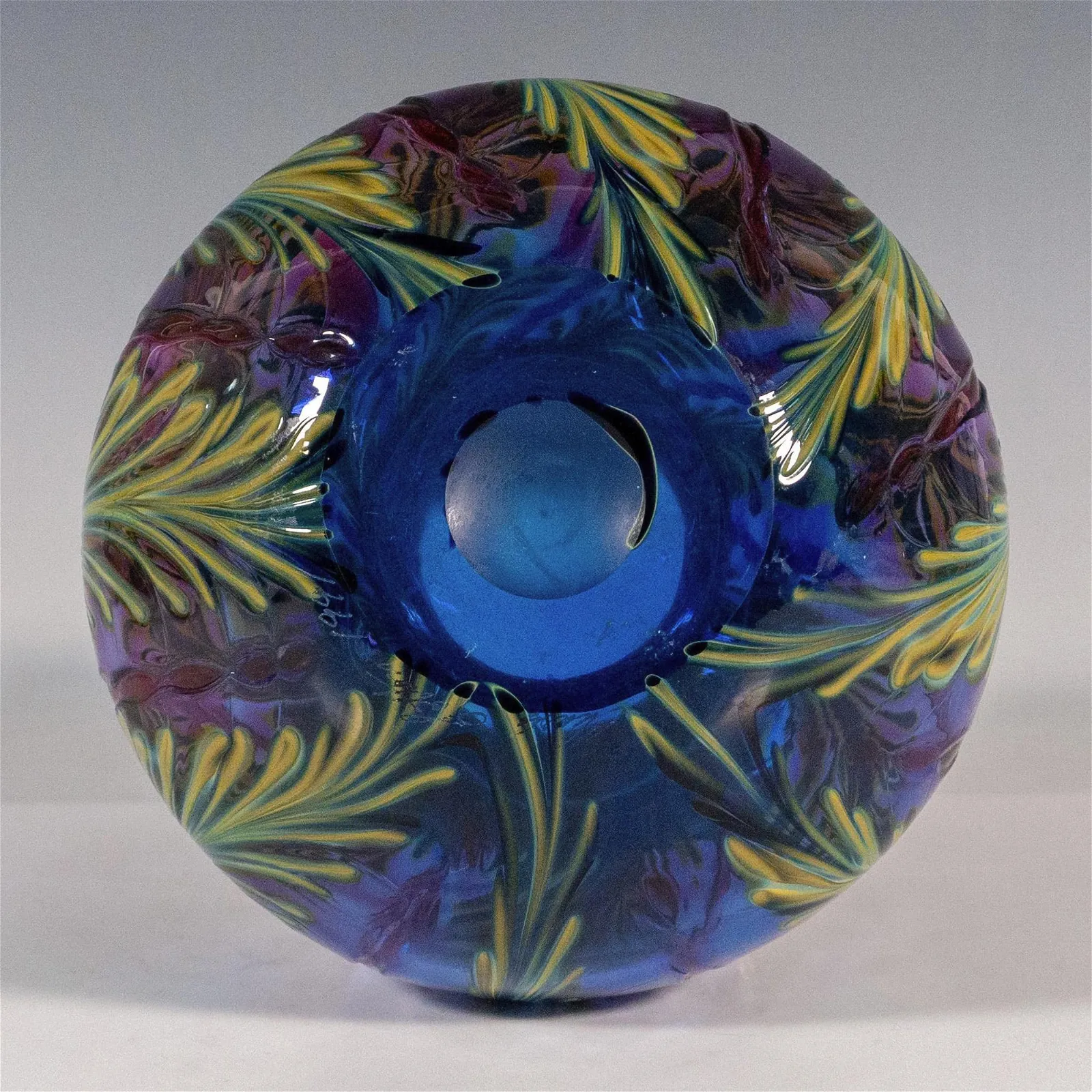 Charles Lotton Art Glass Studio Vase, Wisteria Signed