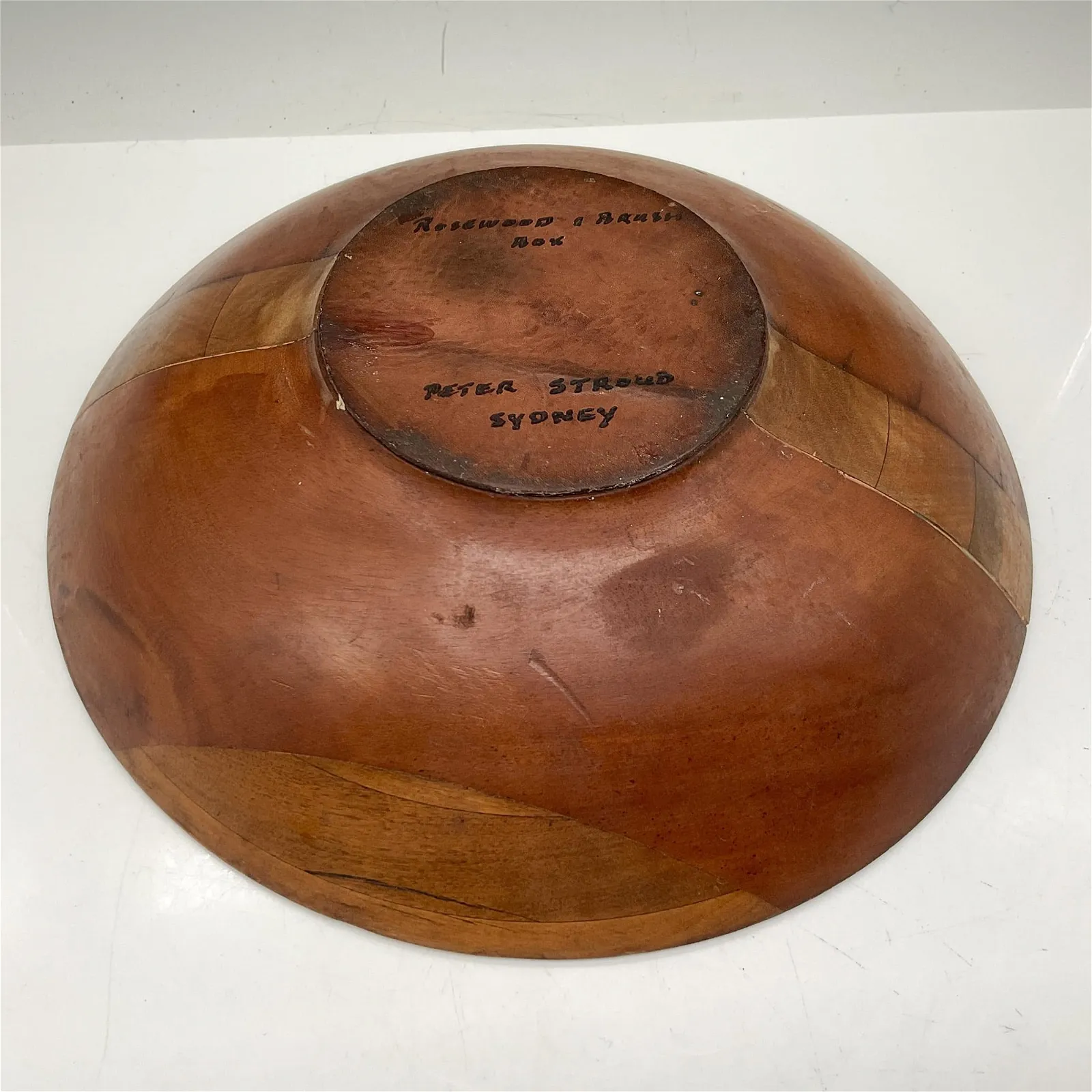 Peter Stroud Carved Redwood & Brush Box Wood Bowl