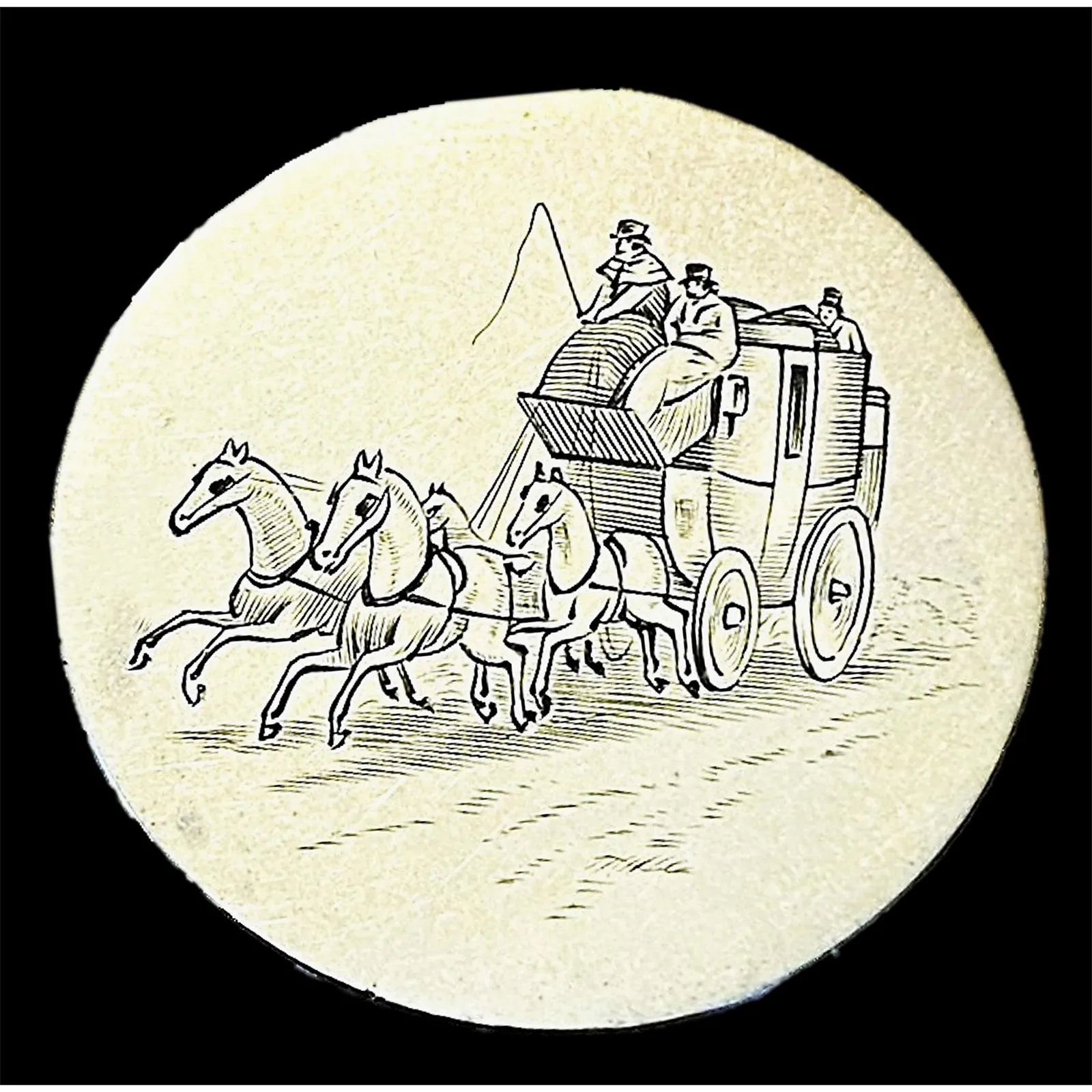 Lot #493, an engraved Tombac pictorial button, was estimated at $1,500 to $2,500 and sold for $6,250. Image courtesy of Lion and Unicorn. 
