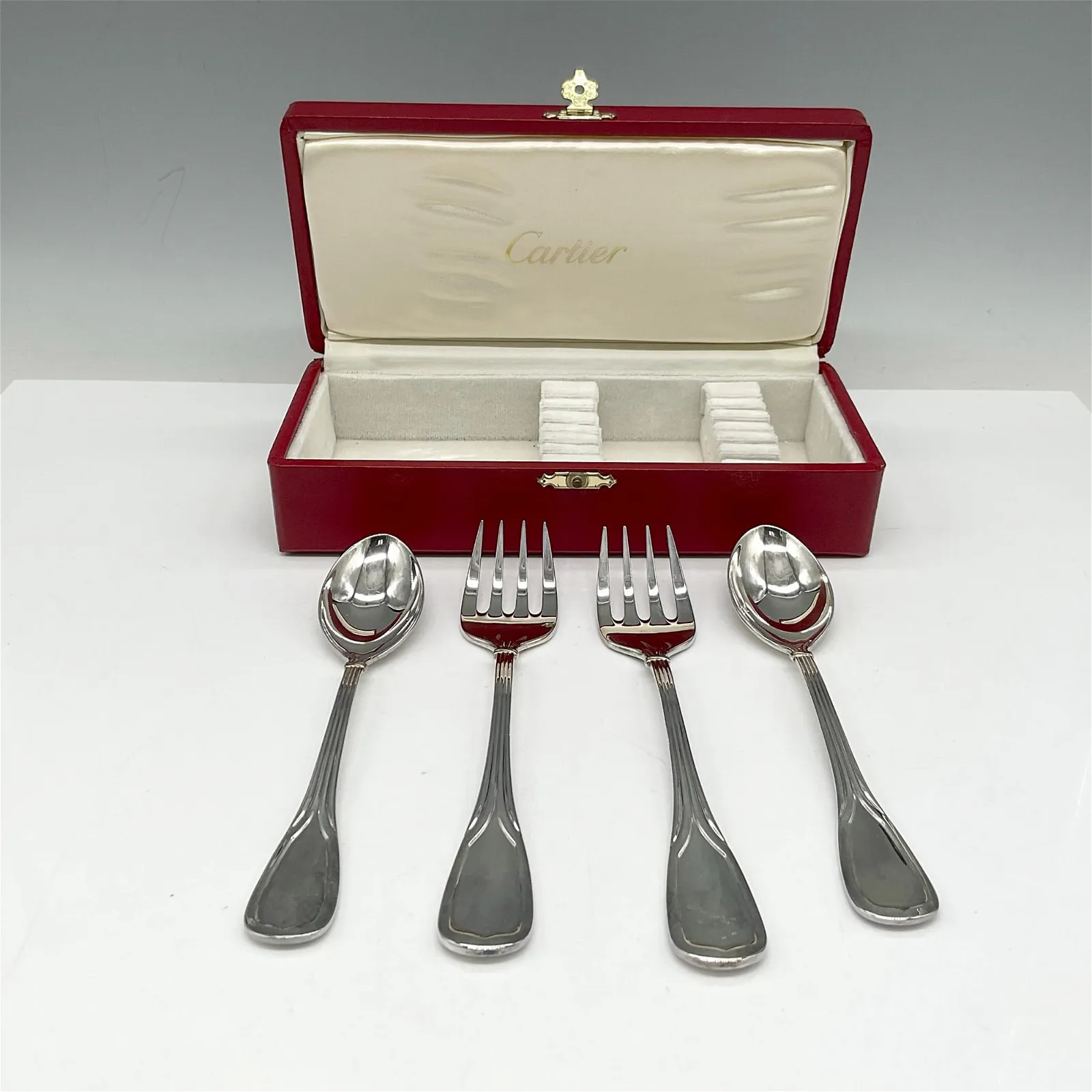Cartier Sterling Silver Spoon and Fork Set, 4 pieces